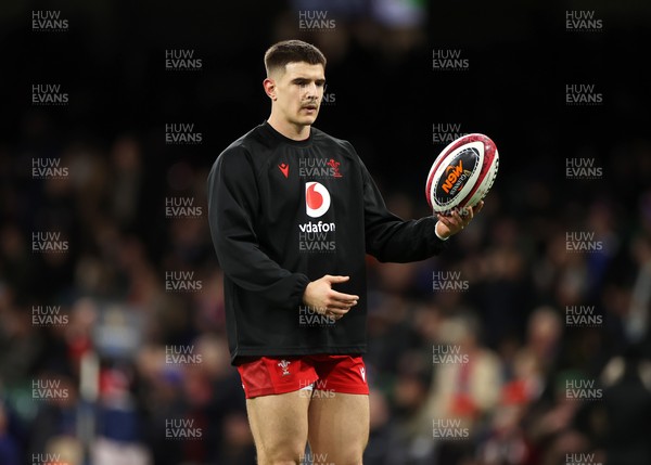 150226 - Wales v France - Guinness Six Nations Championship - Joe Hawkins of Wales during the warm up