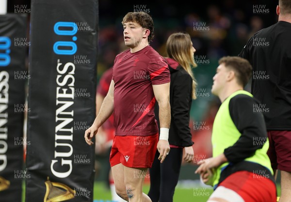 150226 - Wales v France - Guinness Six Nations Championship - Dan Edwards of Wales during the warm up