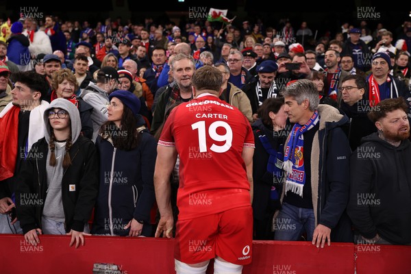 150226 - Wales v France - Guinness Six Nations Championship - Ben Carter of Wales with family at full time