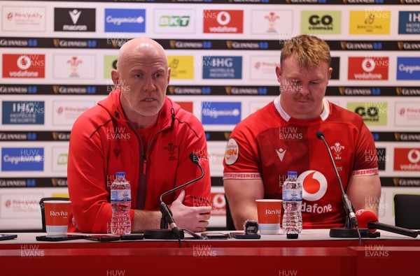 150226 - Wales v France - Guinness Six Nations Championship - Wales Head Coach Steve Tandy and Dewi Lake speak during the post match press conference