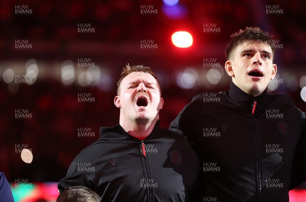 150226 - Wales v France - Guinness Six Nations Championship - Dewi Lake of Wales sings the anthem
