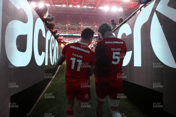 150226 - Wales v France - Guinness Six Nations Championship - Josh Adams and Adam Beard of Wales 
