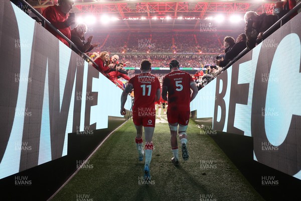 150226 - Wales v France - Guinness Six Nations Championship - Josh Adams and Adam Beard of Wales 