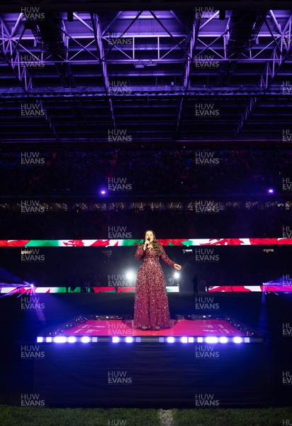 150226 - Wales v France, 2026 Guinness Six Nations - Molly Roberts performs at half time