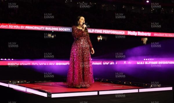 150226 - Wales v France, 2026 Guinness Six Nations - Molly Roberts performs at half time