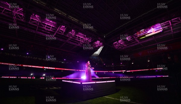 150226 - Wales v France, 2026 Guinness Six Nations - Molly Roberts performs at half time