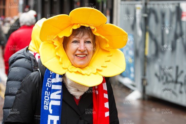 150226 - Wales v France - Guinness Six Nations - Wales fans in Cardiff before the game