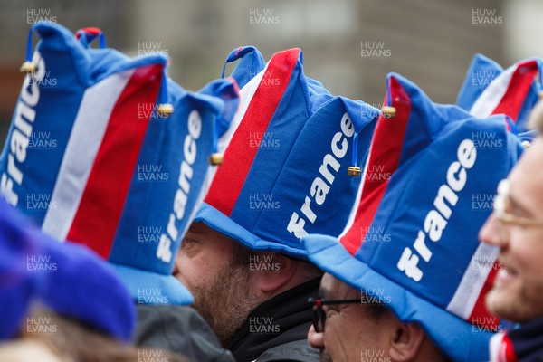 150226 - Wales v France - Guinness Six Nations - France fans in Cardiff before the game