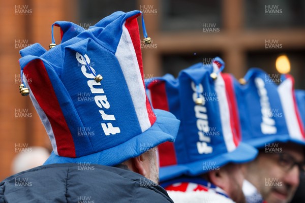 150226 - Wales v France - Guinness Six Nations - France fans in Cardiff before the game