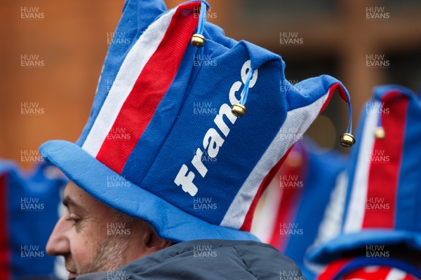 150226 - Wales v France - Guinness Six Nations - France fans in Cardiff before the game