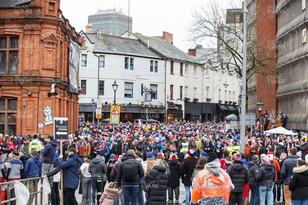 150226 - Wales v France - Guinness Six Nations - France fans outside the City Arms before the match