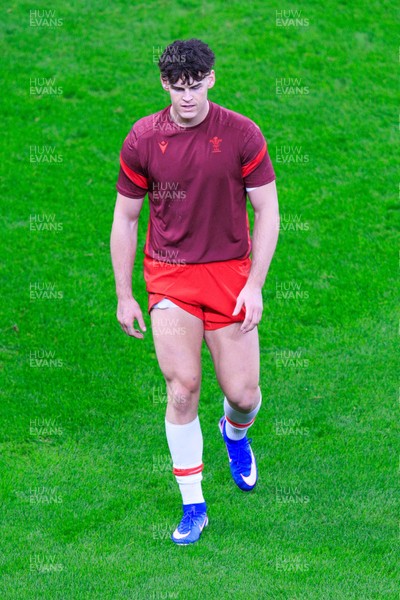 150226 - Wales v France - Guinness Six Nations - Eddie James of Wales during the warm up