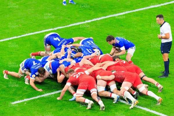 150226 - Wales v France - Guinness Six Nations - Baptiste Serin of France prepares to put the ball into scrum
