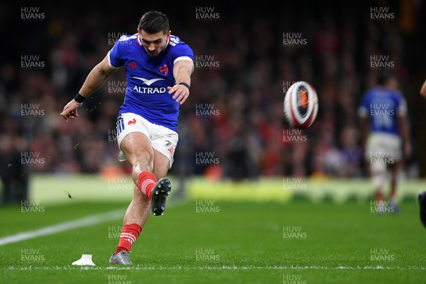 150226 - Wales v France - Guinness Men's Six Nations - Thomas Ramos of France kicks the conversion