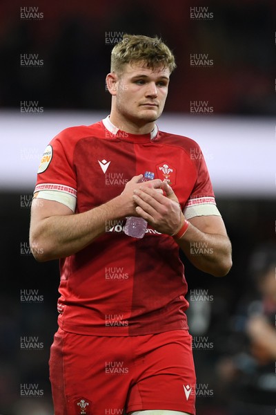 150226 - Wales v France - Guinness Men's Six Nations - Taine Plumtree of Wales at full time