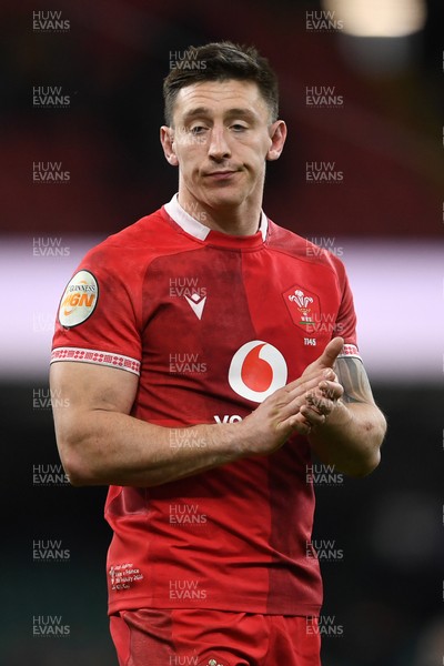 150226 - Wales v France - Guinness Men's Six Nations - Josh Adams of Wales at full time