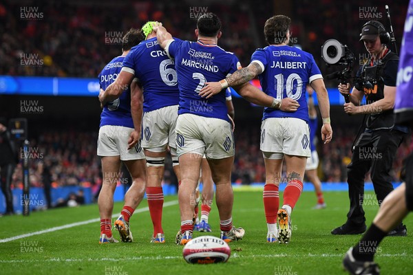 150226 - Wales v France - Guinness Men's Six Nations - Julien Marchand of France scores a try
