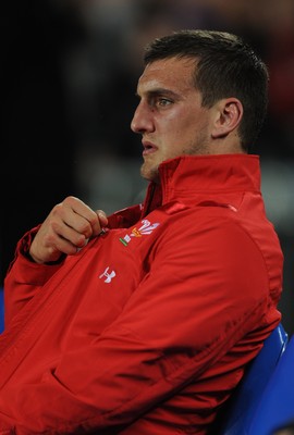 15.10.11 - Wales v France - Rugby World Cup Semi-Final 2011 - Sam Warburton of Wales looks on from the bench after being sent off. 