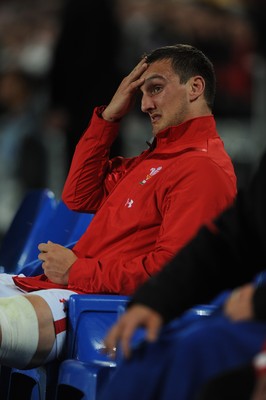 15.10.11 - Wales v France - Rugby World Cup Semi-Final 2011 - Sam Warburton of Wales looks on from the bench after being sent off. 