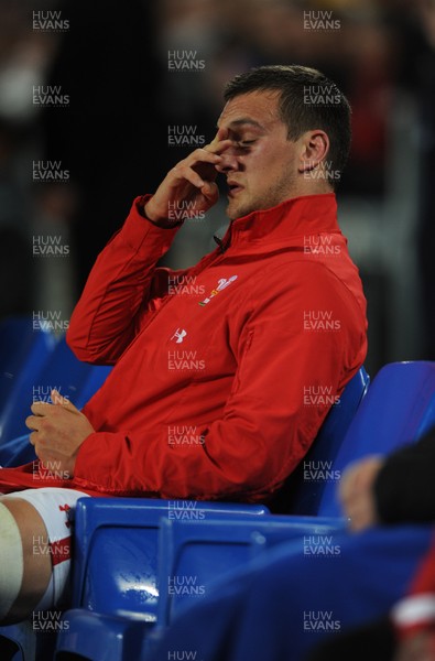 15.10.11 - Wales v France - Rugby World Cup Semi-Final 2011 - Sam Warburton of Wales looks on from the bench after being sent off. 