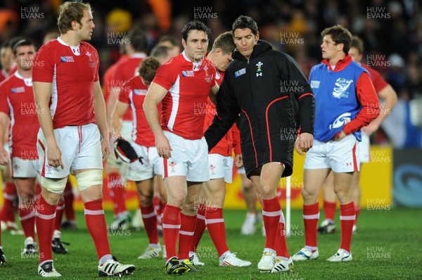 15.10.11 - Wales v France - Rugby World Cup Semi-Final 2011 - Stephen Jones and James Hook of Wales look dejected at the end of the game. 
