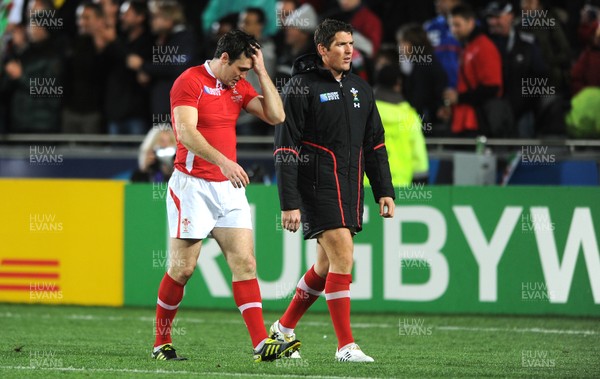 15.10.11 - Wales v France - Rugby World Cup Semi-Final 2011 - Stephen Jones and James Hook of Wales look dejected at the end of the game. 