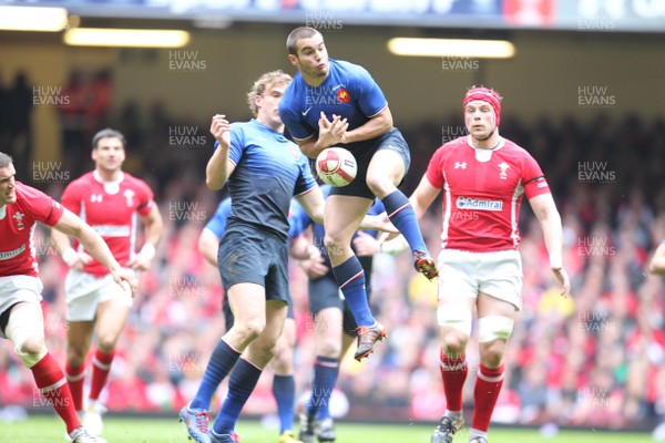 170312 - RBS Six Nations 2012 - Wales v France -France's Alexis Palisson fails to catch a high ball