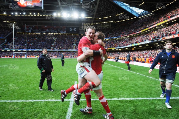 170312 - RBS Six Nations 2012 - Wales v France -Grand Slam celebrations, Matthew Rees and Alun Wyn Jones