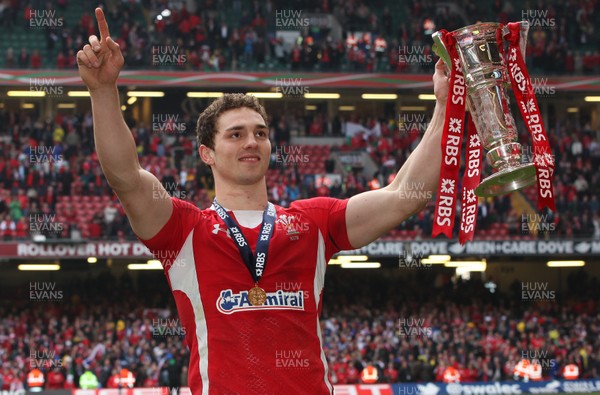 170312 -  Wales v France, RBS 6 Nations - Wales' George North celebrates with the Six Nations Trophy after winning the Grand Slam