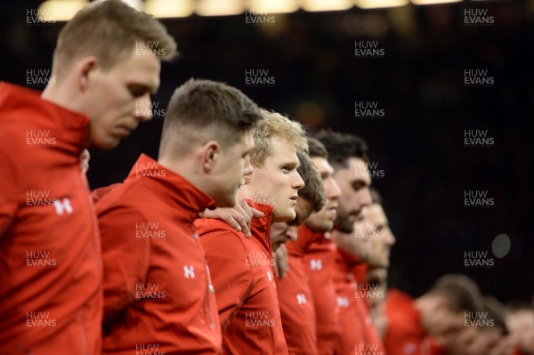 170318 - Wales v France - NatWest 6 Nations 2018 - Aled Davies during the anthems