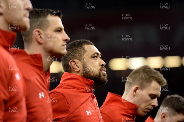 170318 - Wales v France - NatWest 6 Nations 2018 - Taulupe Faletau during the anthems
