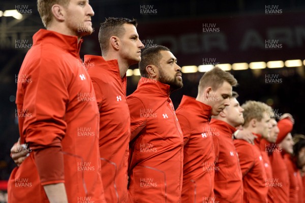 170318 - Wales v France - NatWest 6 Nations 2018 - Aaron Shingler during the anthems