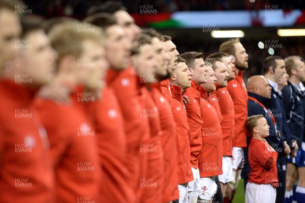 170318 - Wales v France - NatWest 6 Nations 2018 - Scott Williams during the anthems