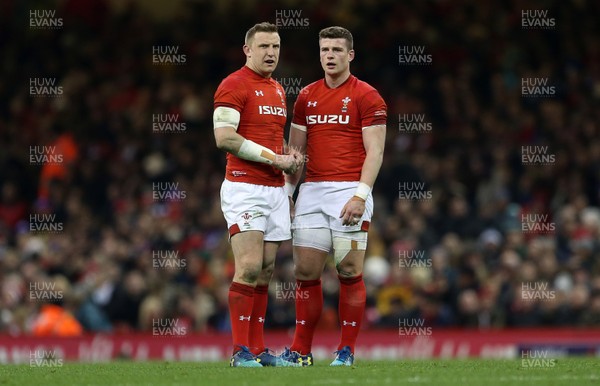 170318 - Wales v France - Natwest 6 Nations Championship - Hadleigh Parkes and Scott Williams of Wales