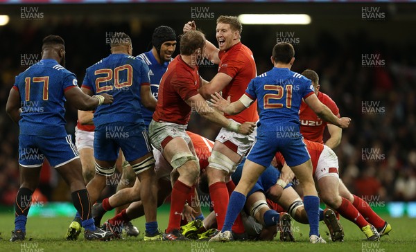 170318 - Wales v France - Natwest 6 Nations Championship - Bradley Davies of Wales celebrates as Wales win the ball