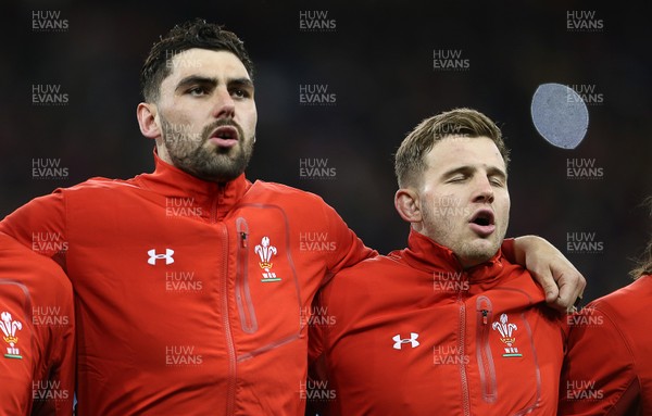 170318 - Wales v France - Natwest 6 Nations Championship - Cory Hill and Elliot Dee of Wales