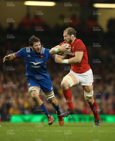 170318 - Wales v France, NatWest 6 Nations 2018 - Alun Wyn Jones of Wales charges forward