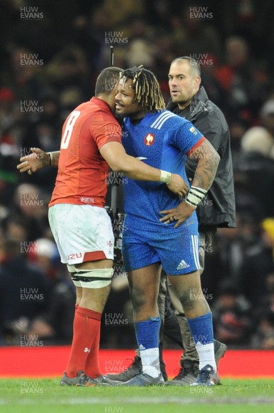170318 - Wales v France - NatWest 6 Nations Championship - Wales and France players shake hands at the final whistle