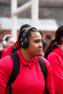 180426 - Wales v France - Guinness Women's Six Nations - Sisilia Tuipulotu of Wales arrives at the stadium prior to the match