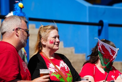 180426 - Wales v France - Guinness Women's Six Nations - Fans of Wales looks on prior to the match