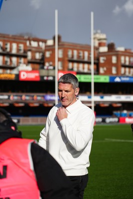 180426 - Wales v France - Guinness Women's Six Nations - James Hook, Former Wales international, looks on following the match