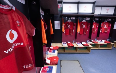 180426 - Wales v France, Guinness Women’s 6 Nations - Wales match jerseys hang in the changing room ahead of the match