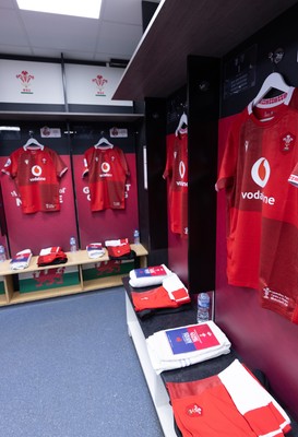 180426 - Wales v France, Guinness Women’s 6 Nations - Wales match jerseys hang in the changing room ahead of the match