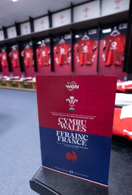 180426 - Wales v France, Guinness Women’s 6 Nations - Wales match jerseys hang in the changing room ahead of the match