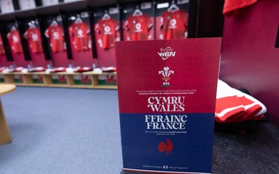 180426 - Wales v France, Guinness Women’s 6 Nations - Wales match jerseys hang in the changing room ahead of the match