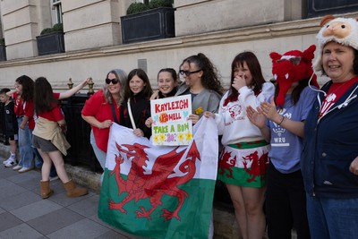 180426 - Wales v France, Guinness Women’s 6 Nations - Fans wait as the team make their way to the stadium