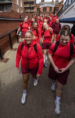 180426 - Wales v France, Guinness Women’s 6 Nations - The team make their way to the stadium