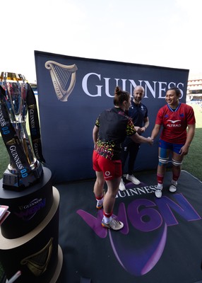 180426 - Wales v France, Guinness Women’s 6 Nations - Kate Williams of Wales and Manae Feleu of France at the coin toss