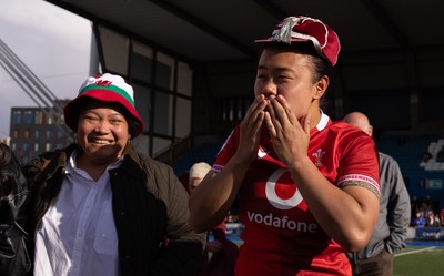 180426 - Wales v France, Guinness Women’s 6 Nations - Sean Lynn, Wales Women head coach presents Jenna De Vera of Wales with her first match cap