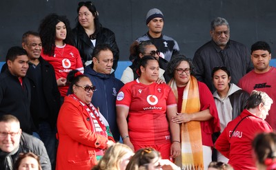 180426 - Wales v France, Guinness Women’s 6 Nations - Sisilia Tuipulotu of Wales with family, friends and supporters at the end of the match 